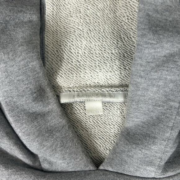 Jonathan Simkhai Hoodie XS Crop Sweatshirt Grey Bow Tie Detail Bell Sleeve Flaw - Picture 4 of 12